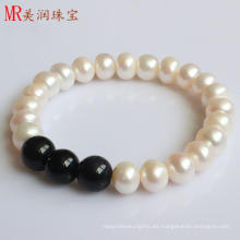 Moda estirada de agua dulce de perlas cultivadas pulsera (EB1575)
